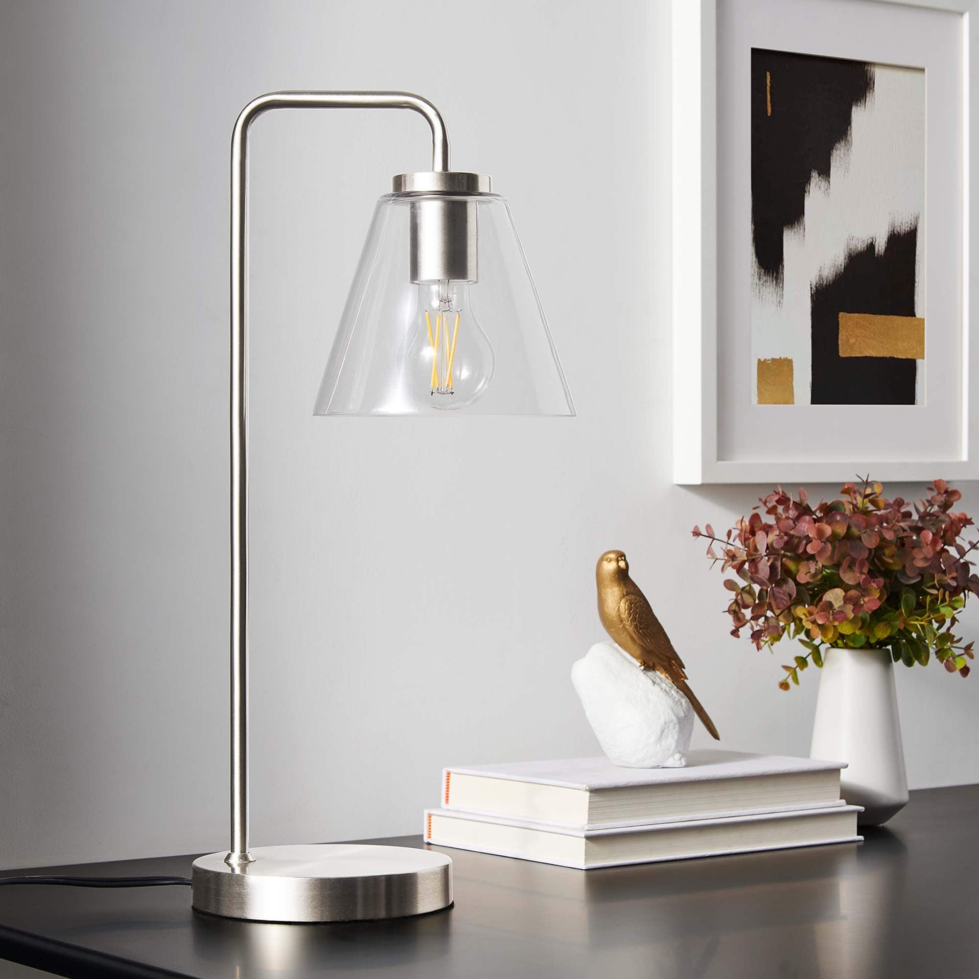 Element Glass Table Lamp by Modway - Satin Nickel