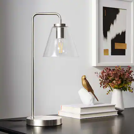 Front. Modway - Element Glass Table Lamp by Modway - Satin Nickel.