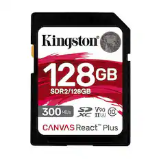 Kingston 128 GB SDR2/128GB 300 MB/s V90 10 MB/s XC IIU 3 TM CANVAS React Plus