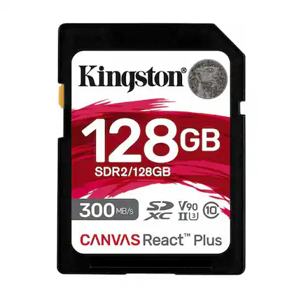 Kingston 128 GB SDR2/128GB 300 MB/s V90 10 MB/s XC IIU 3 TM CANVAS React Plus