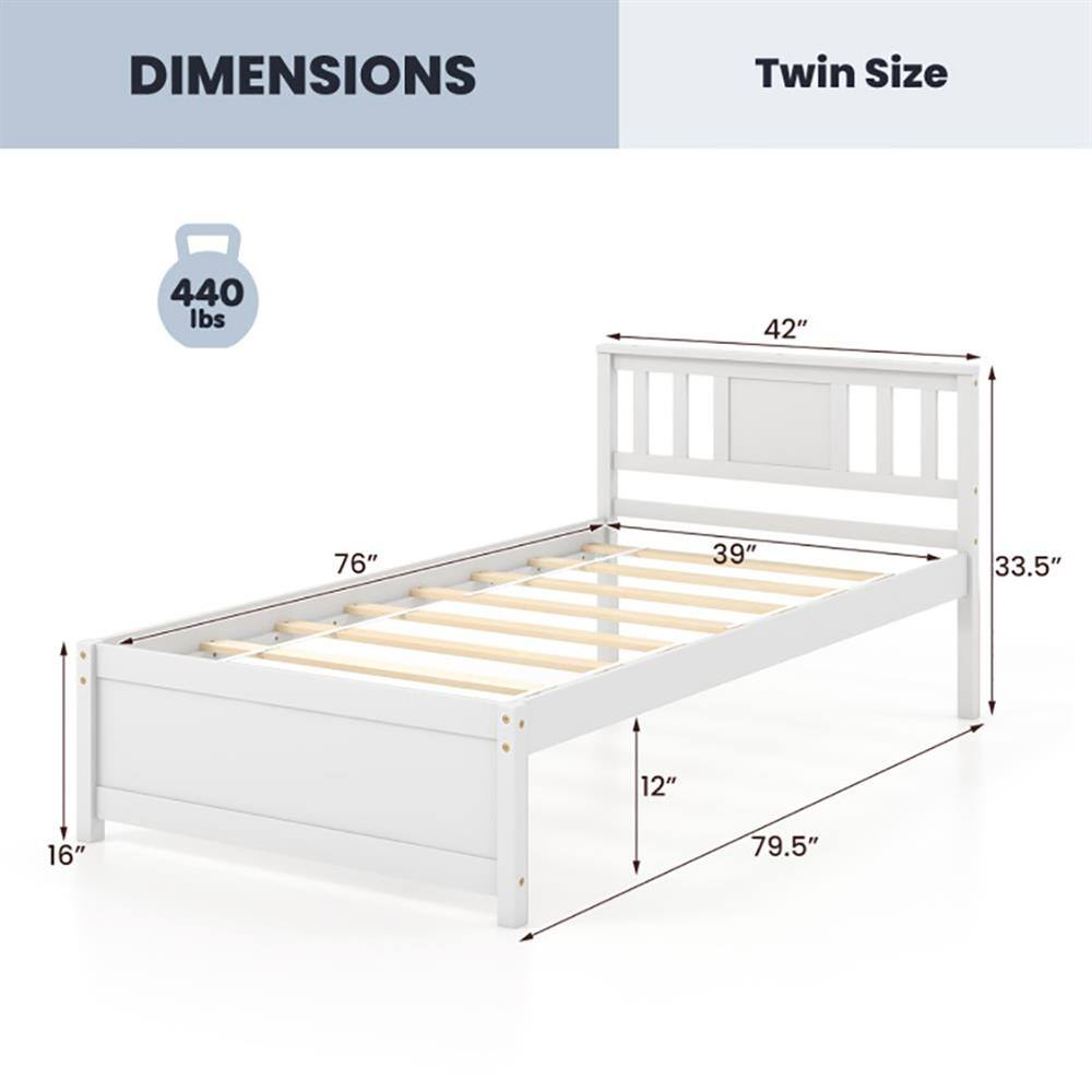 DIMENSIONS  
Twin Size  
440 lbs  
42"  
76"  
39"  
33.5"  
12"  
16"  
79.5"