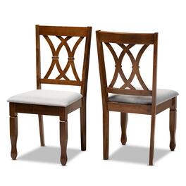 Baxton Studio - Augustine Modern Fabric Upholstered and Finished Wood 2-Piece Dining Chair Set Set - Grey/Walnut Brown