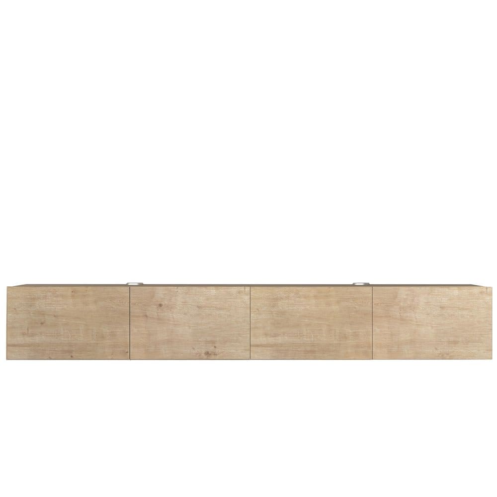 Atelier Mobili - Floating TV Stand Wall Mounted, Natural Oak, Cable Management, 4 Doors - Brown