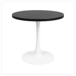 LeisureMod - Bristol 27" Modern Round Dining Table with MDF Wood Top - Sleek Steel Pedestal Base - MDF - Cognac Brown