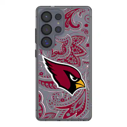 Front. Keyscaper - Arizona Cardinals Galaxy Clear Paisley Design Case - S22 - Multicolor.
