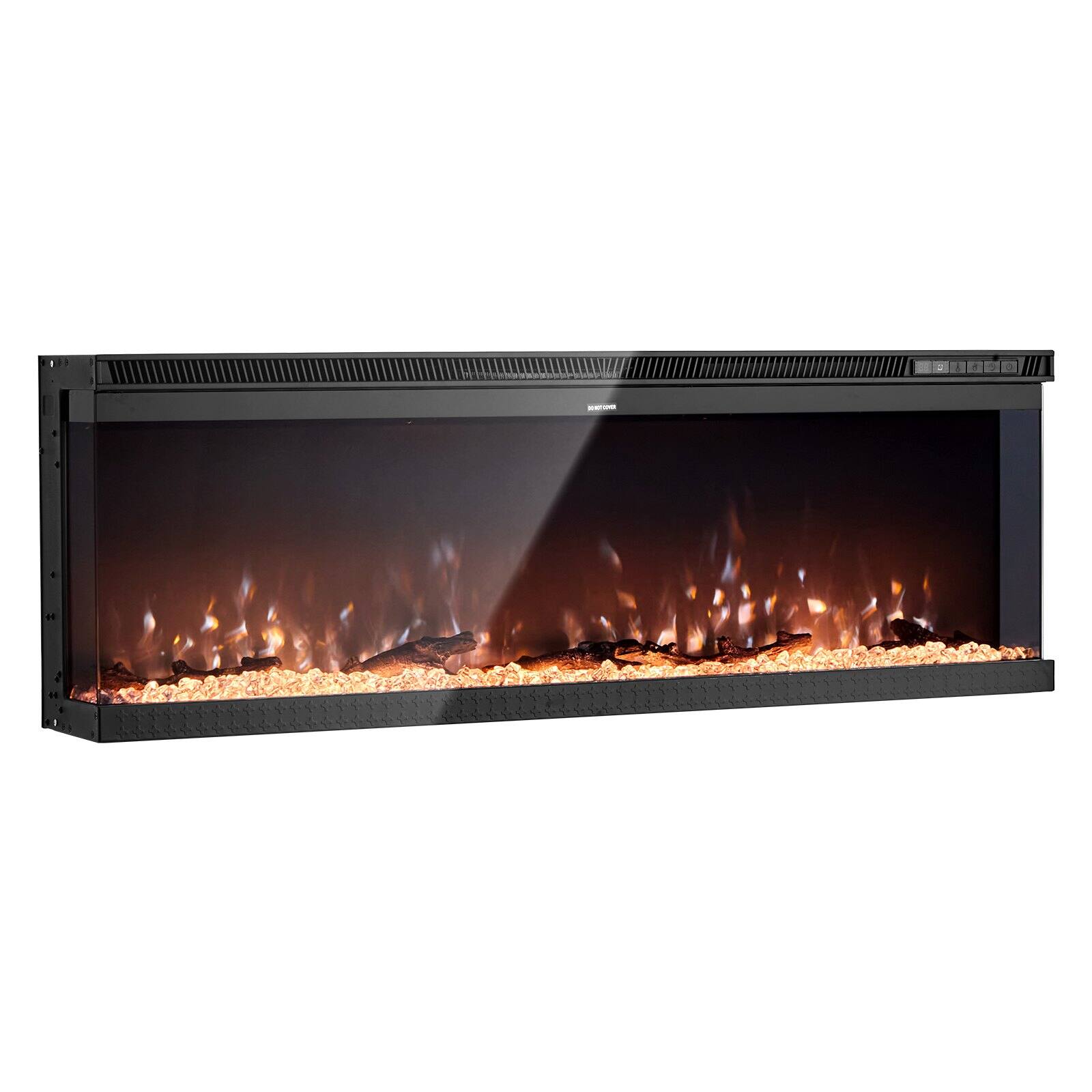Alt View 8. Glintex - 50 Inch Three-Sided Electric Fireplace, 1500W Wall Mounted with Timer, Remote, Adjustable Flame, Overheat Protection - Black.