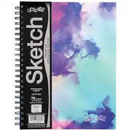 uCreate - Fashion Poly Sketch Book, Watercolor Splash, Unruled, 12" x 9"