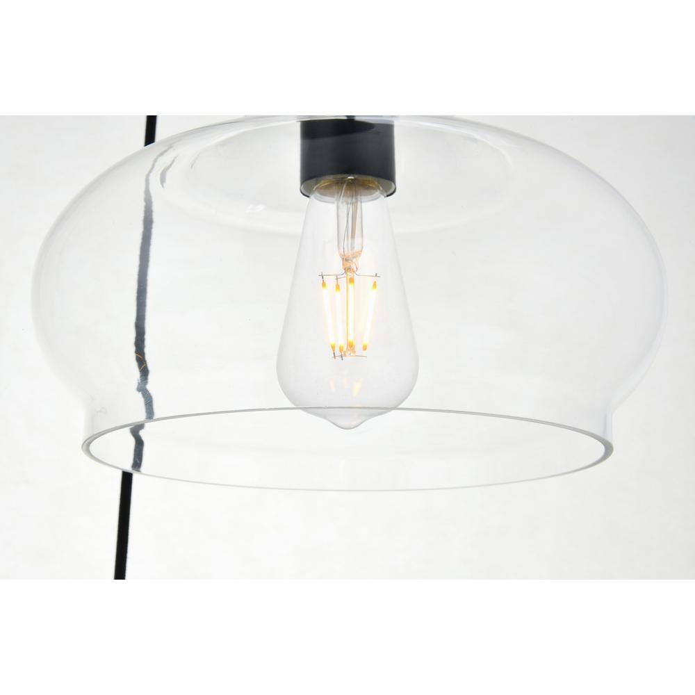 Alt View 1. Living District - Destry 3 Lights Black Pendant With Clear Glass - Black And Clear.
