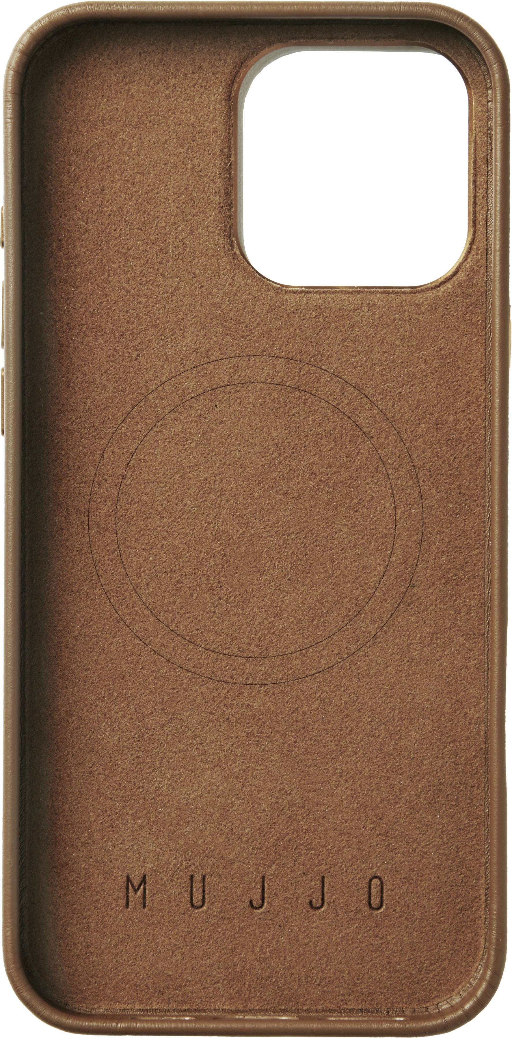 Angle. Mujjo - Apple iPhone 16 Pro Max Leather Case - Tan.