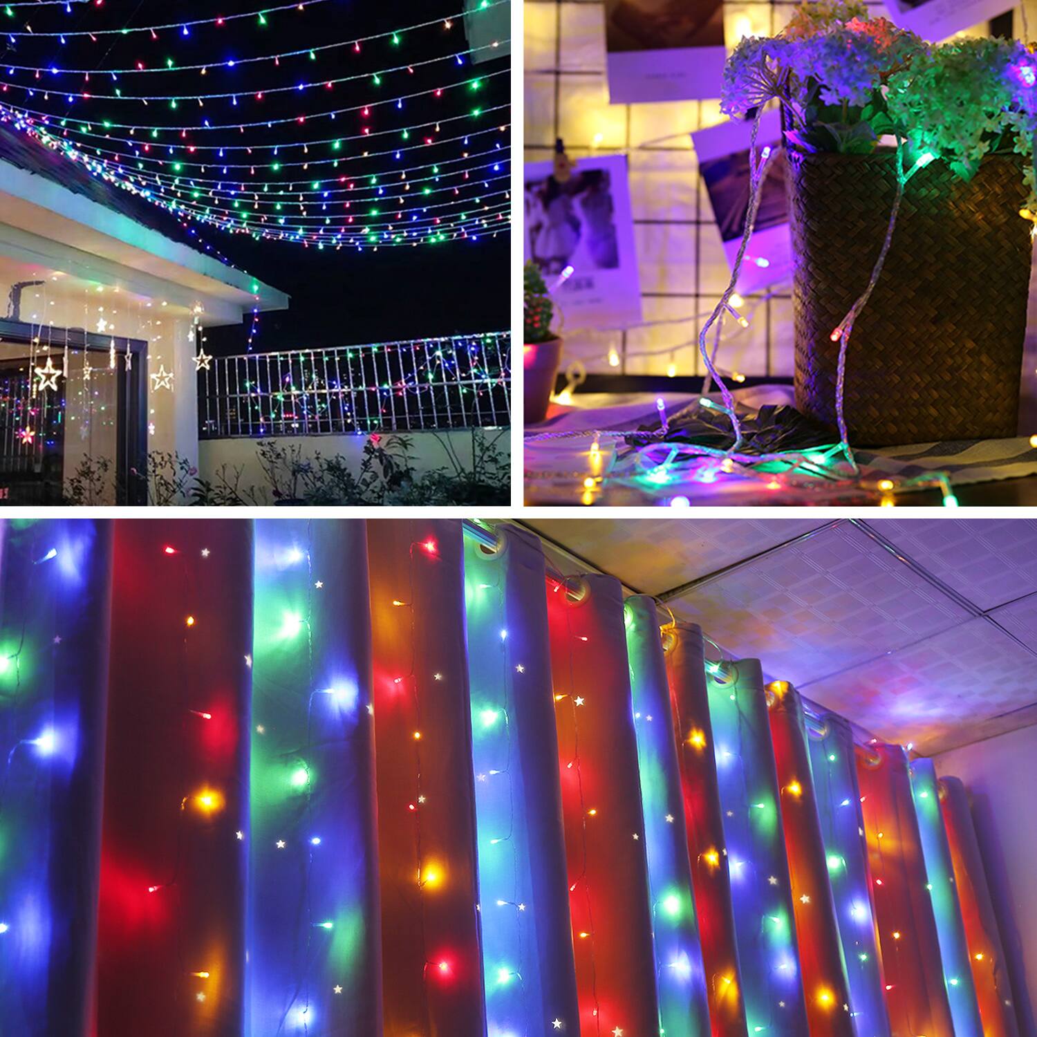 Alt View 4. IMAGE - 19.6*6.6FT 448 LED String Fairy Curtain Lights Multi-color - Multicolor.