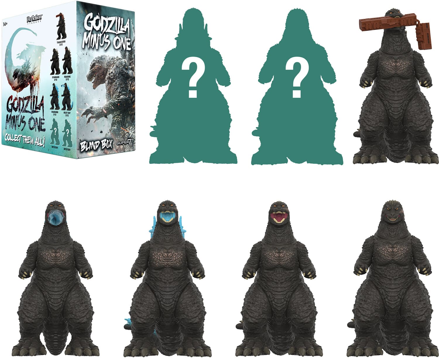 Super7 - Toho - Reaction Blind Box Wv8 - Godzilla Minus One 12pc Flat - Collectibles - Multicolor