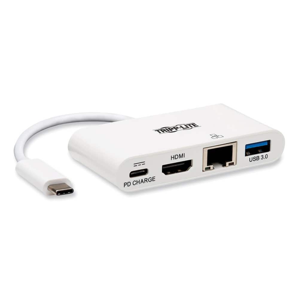 Tripp Lite - U444-06N-H4GU-C USB-C 4K HDMI USB-A PD Charging 4K Dock with Charging and Ethernet - White