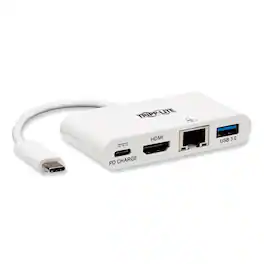 Tripp Lite - U444-06N-H4GU-C USB-C 4K HDMI USB-A PD Charging 4K Dock with Charging and Ethernet - White