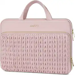 mosiso - 15-15.6 inch Laptop Sleeve for MacBook Pro 16 M5 M4 M3 M2 M1, HP Dell Acer Lenovo ASUS,Wheat Ear Quilted Bag with Handle - Pink