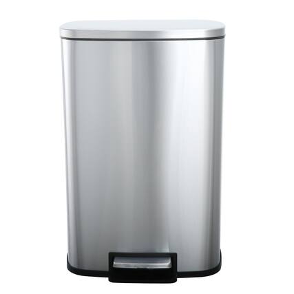 Front. SIMPLYKLEEN - Simplykleen 50L (13 Gallon) Rectangular Stainless Steel Step Trash Can, Soft Close Lid, Removable Inner Bucket Kitchen - Silver.