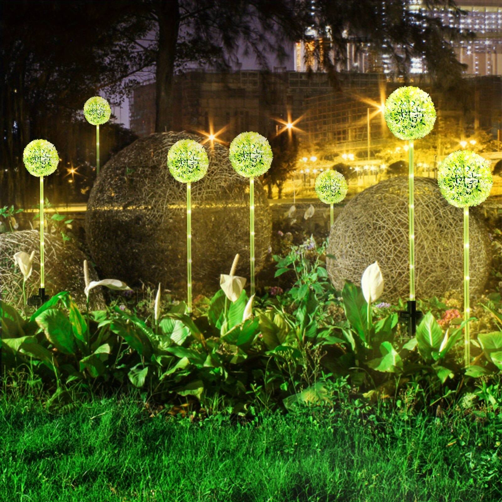 Alt View 1. Oumilen - 2 Pack Solar Dandelion Garden Stake Lights – Warm White LED Artificial Flower Landscape Lights for Yard Lawn.