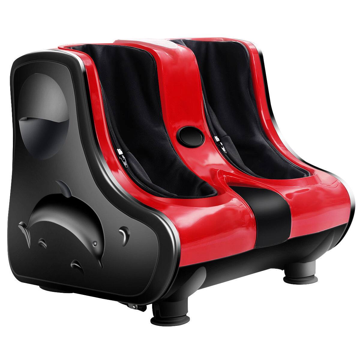 Alt View 11. Costway - Shiatsu Kneading Rolling Vibration Heating Foot Calf Leg Massager - Red/Black.