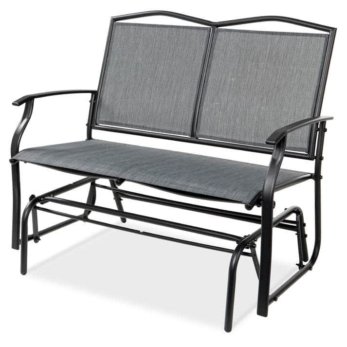 Hivvago - 2 Seater Mesh Patio Loveseat Swing Glider Rocker with Armrests in Grey - Gray