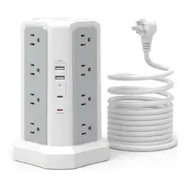Dazzed Corner - Surge Protector Power Strip,6FT Extension Cord - White