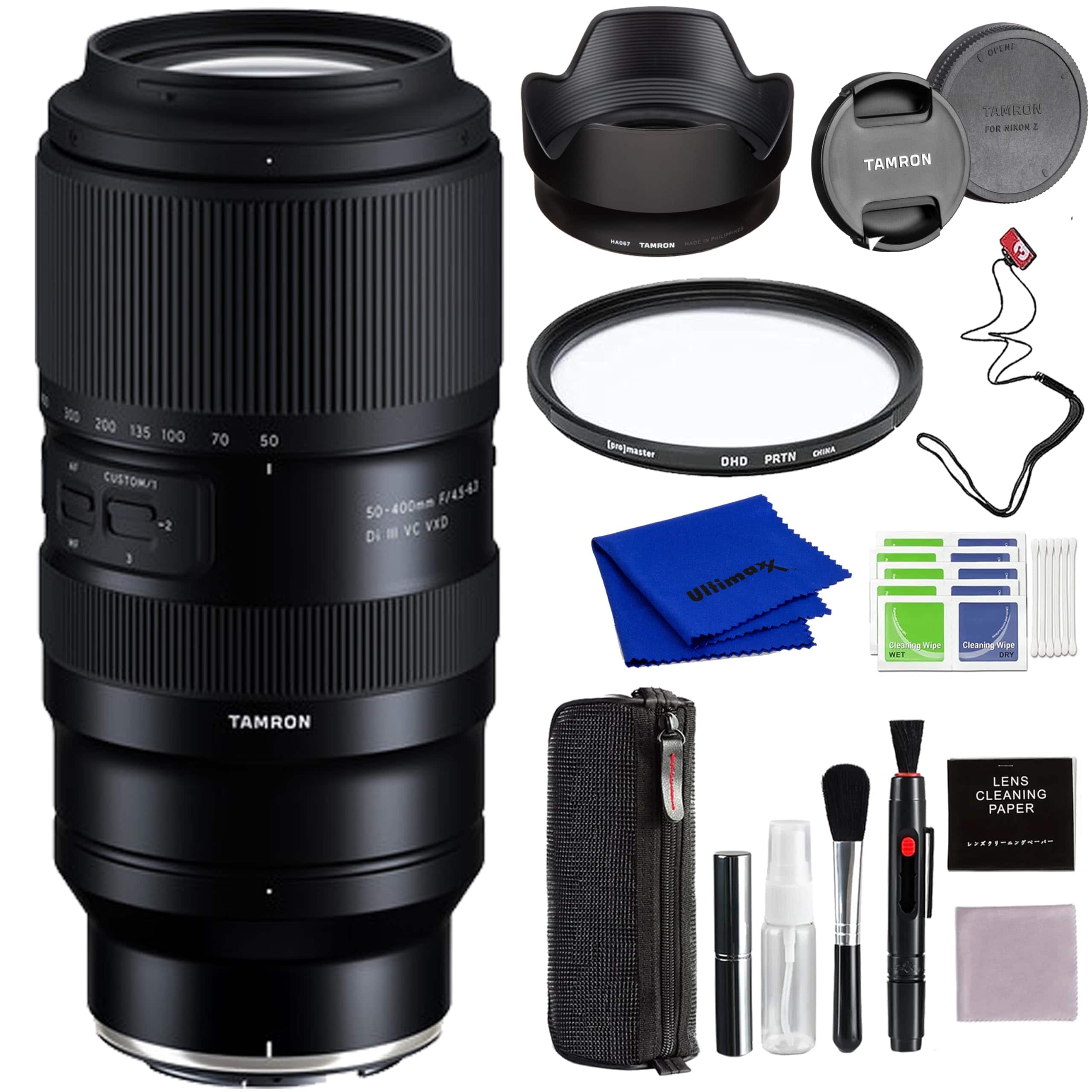 Tamron - 50-400mm f/4.5-6.3 Di III VC VXD Lens for Nikon Z Mount with Advance Accessories and Travel Bundle | AFA067Z-700 - Black