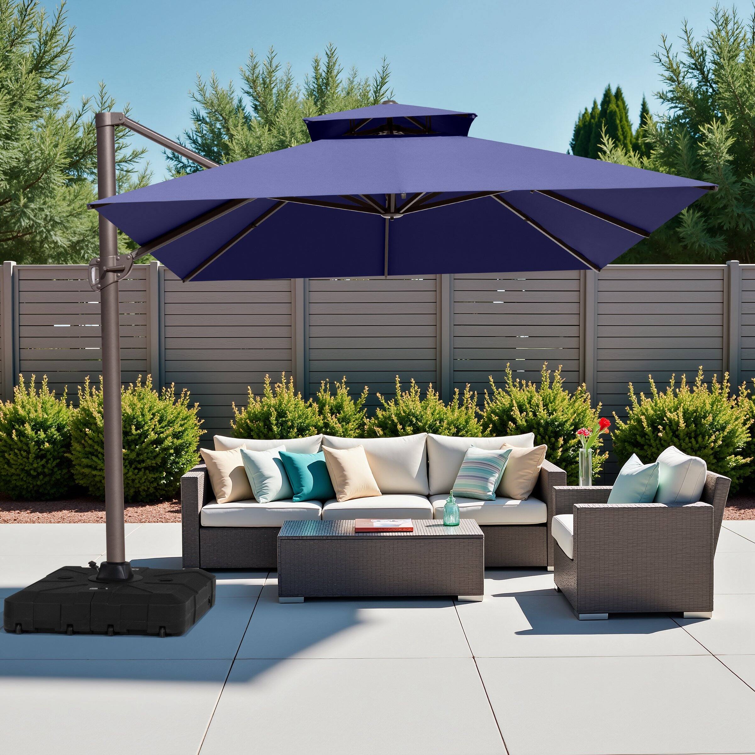 Alt View 8. Crestlive Products - Crestlive Products 13ft Aluminum Navy Slide-tilt Cantilever Patio Umbrella Base - Navy blue.