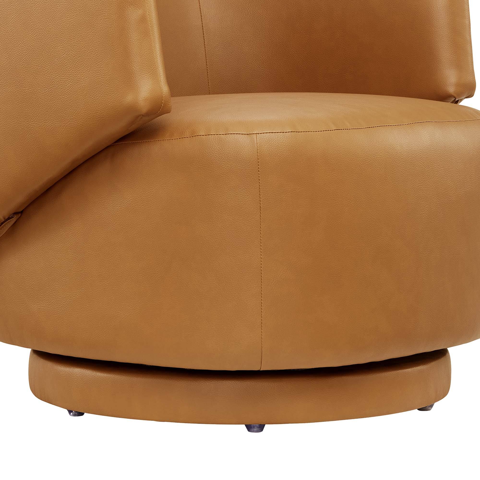 Alt View 5. Modway - Celestia Vegan Leather Fabric and Wood Swivel Chair by Modway - Tan.