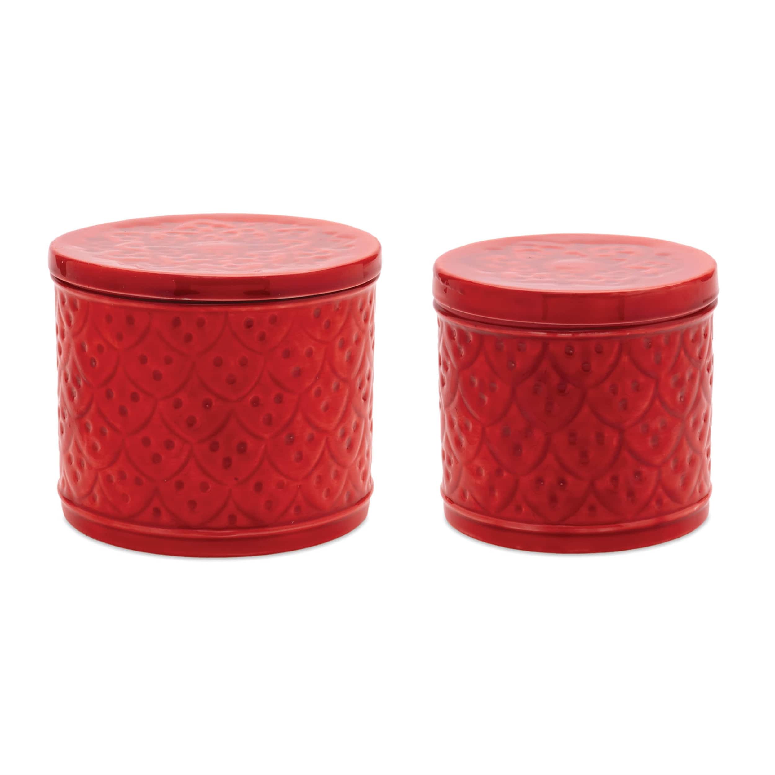 BreeBe - Metal Container with Lid (Set of 2) - Red