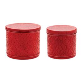 BreeBe - Metal Container with Lid (Set of 2) - Red
