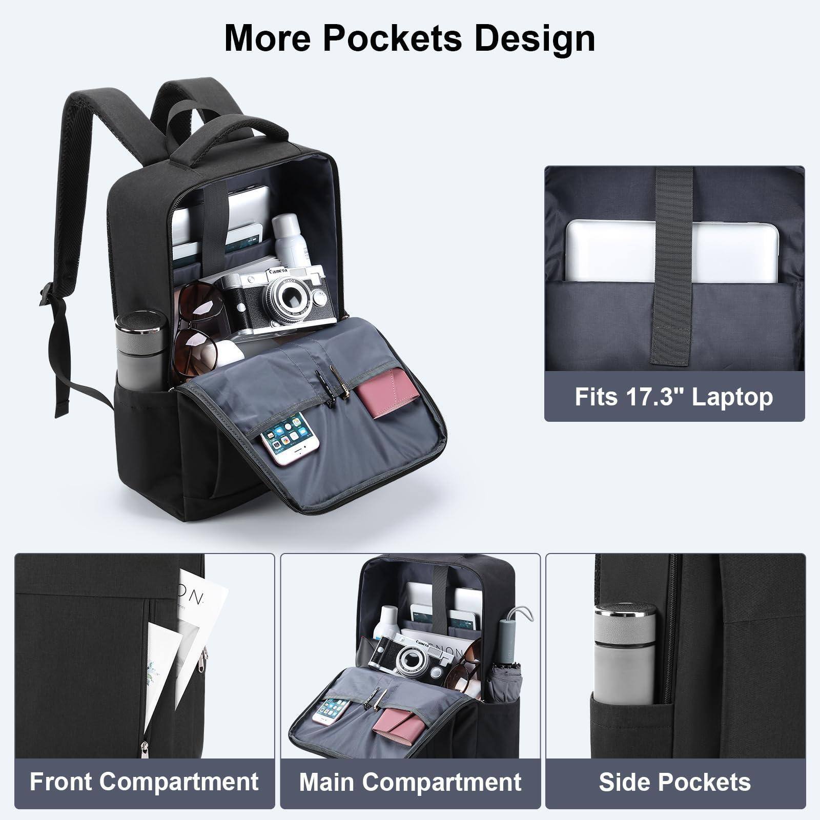 Alt View 1. Live At Space - 17 Inch Laptop Backpack Slim Durable Business With Usb Charging Port  Lightweight Casual Daypack For College Work - Black.