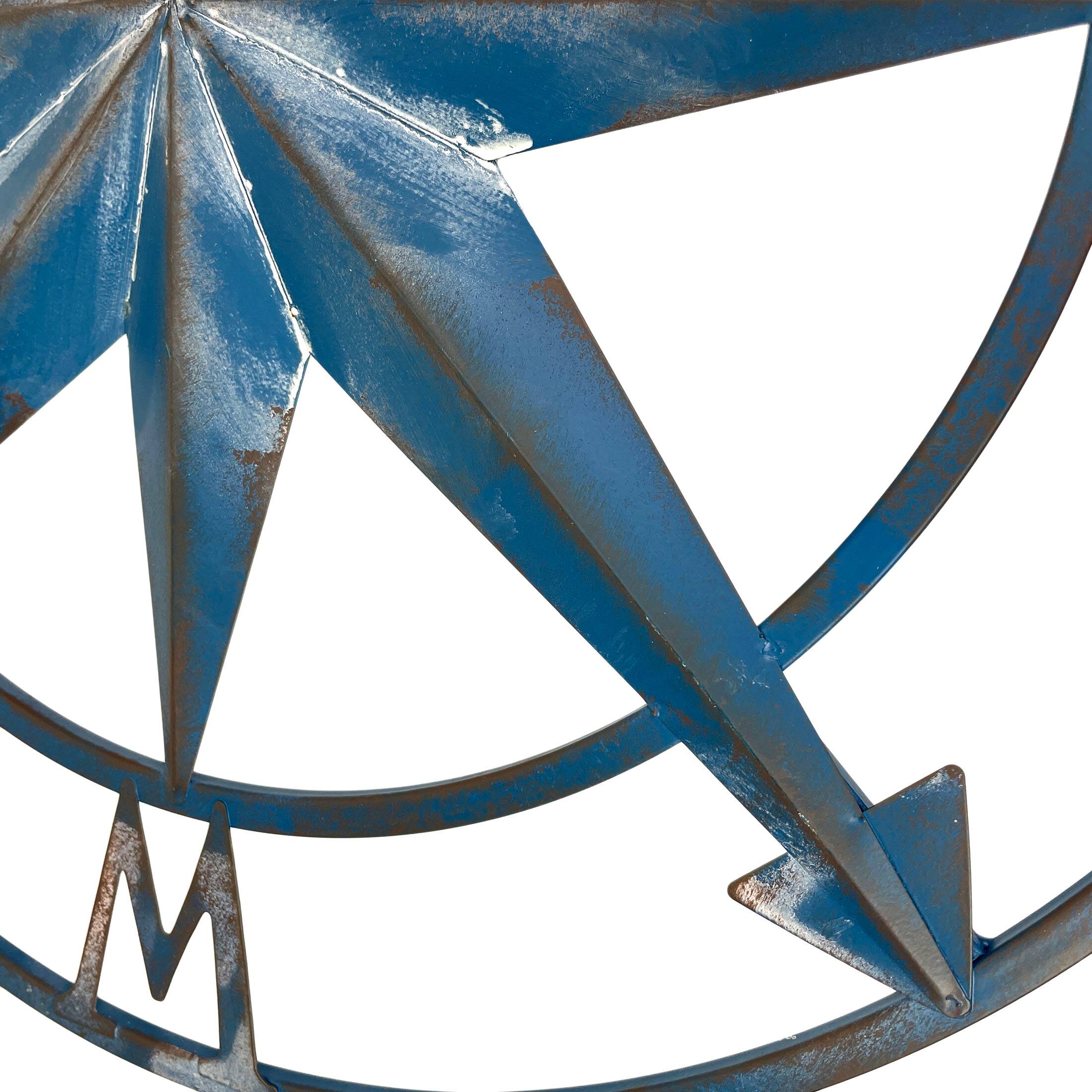 Alt View 7. Zeckos - 20 Inch Distressed Metal Compass Rose Nautical Wall Decor Indoor Outdoor, Blue - Blue.