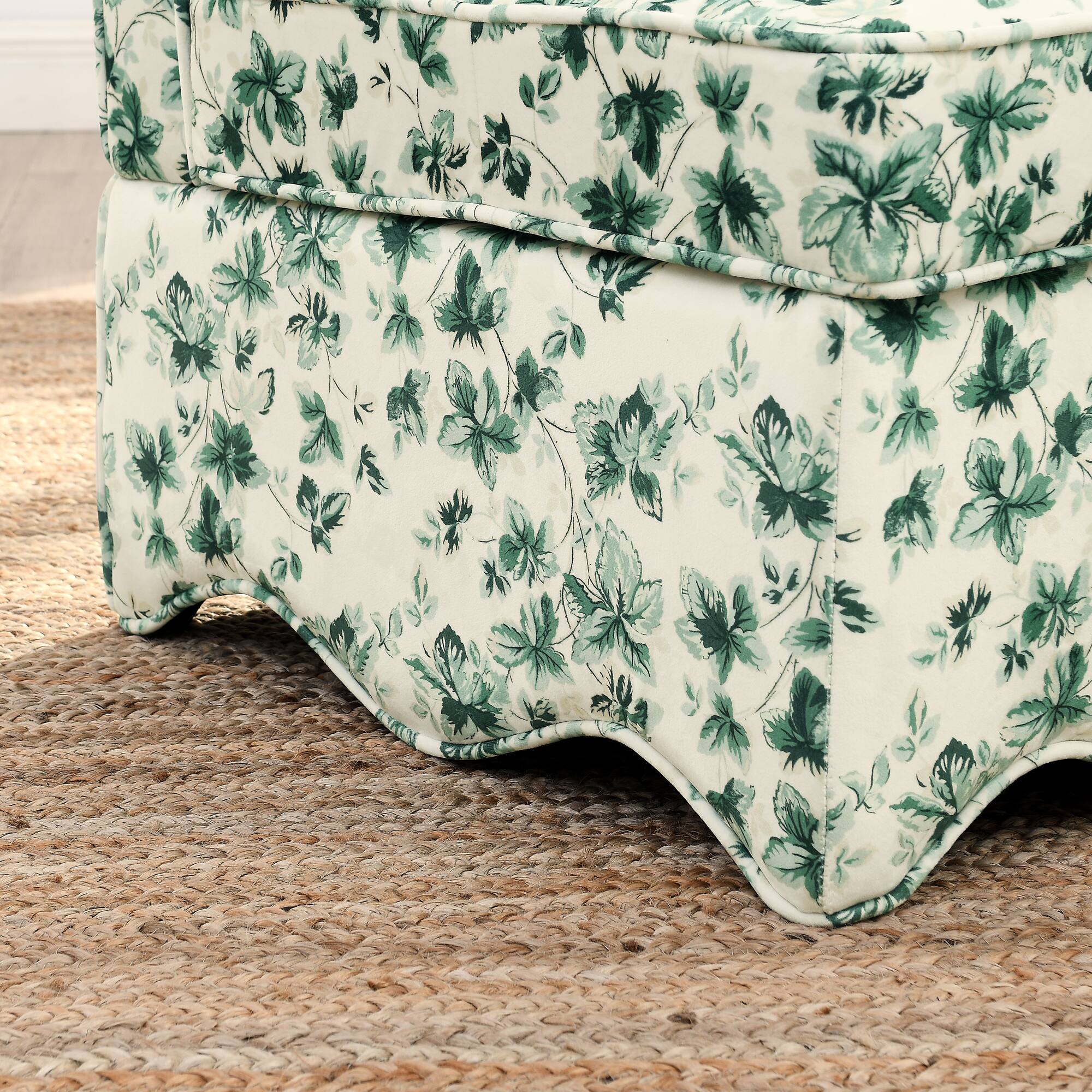 Alt View 1. Trinkets Crazed - Flannel Upholstered Accent Chair-Retro Single Sofa Chair with Floral Pattern, Armless Lounge Chair with Pillow - Green.