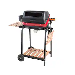 Americana Grills - Americana 3-Zone Electric Tabletop BBQ Grill with Cart, Side Tables & Shelf