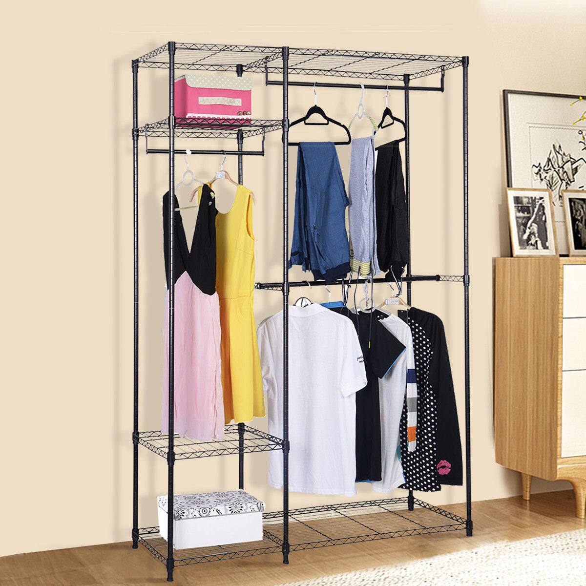 Alt View 1. Costway - Costway 48"x18"x71" Closet Organizer Garment Rack Portable Clothes Hanger Home Shelf - Black.