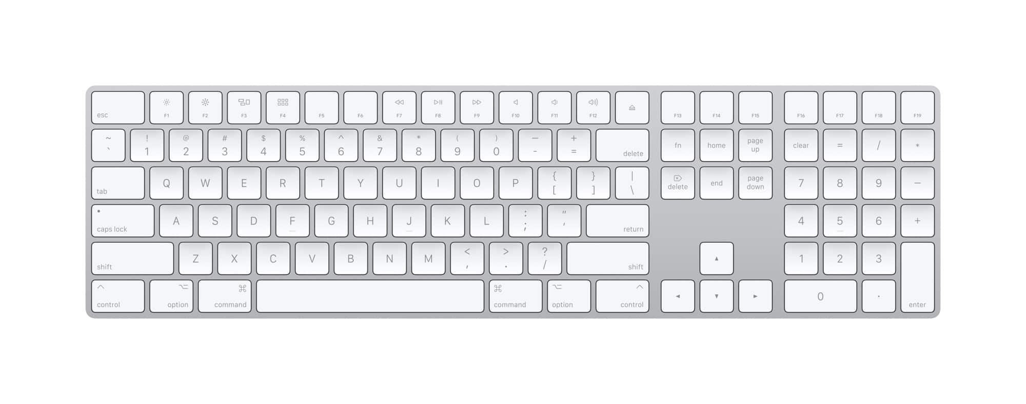 Apple - Magic Keyboard full size with Numeric Keypad (Lightning Port) - Silver/White - Front_Zoom