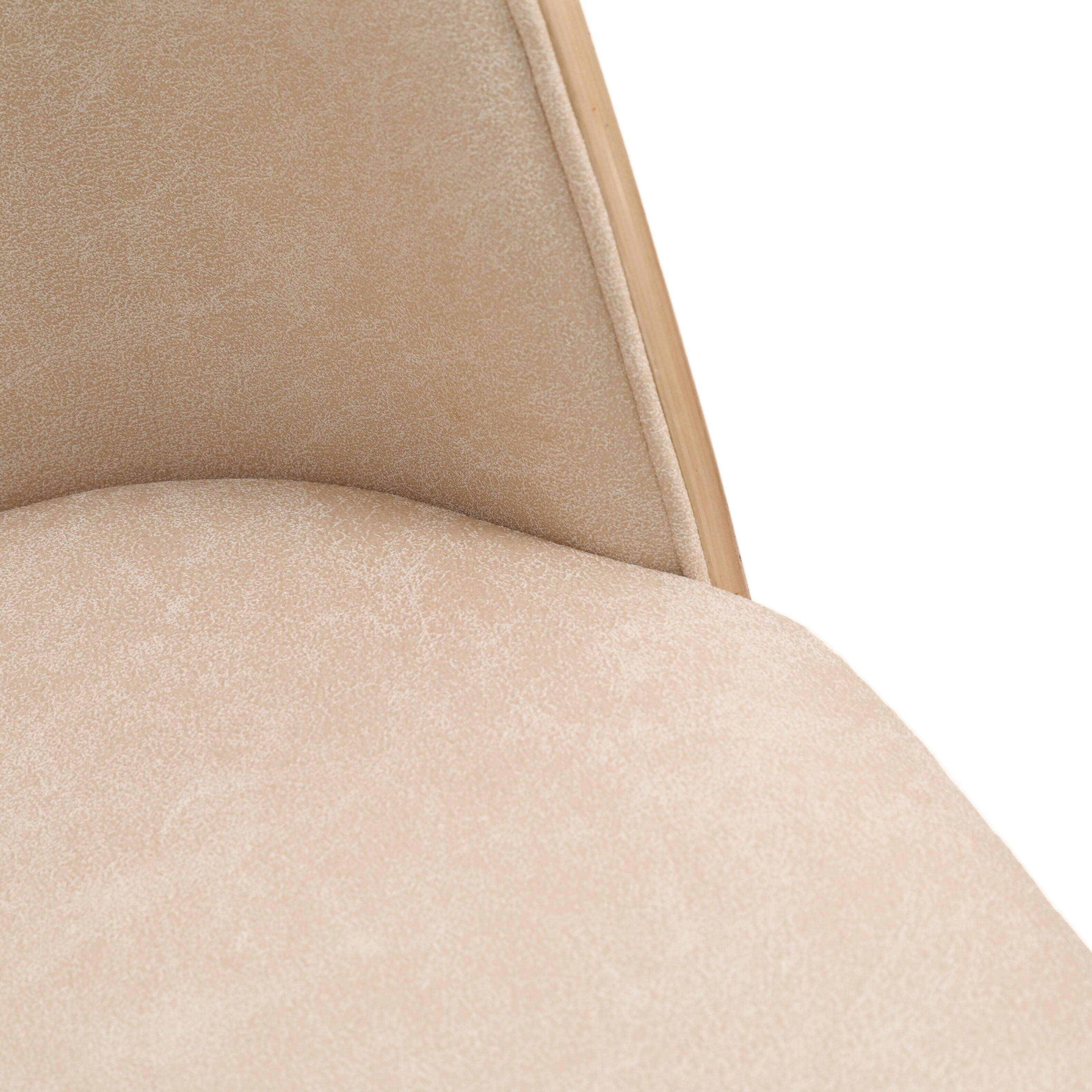 Alt View 3. LeisureMod - Tule Vintage Mid-Century Dining Chair, Modern Fabric Upholstered Kitchen Side Chair with Protective Floor Glides - Walnut/Light Brown.