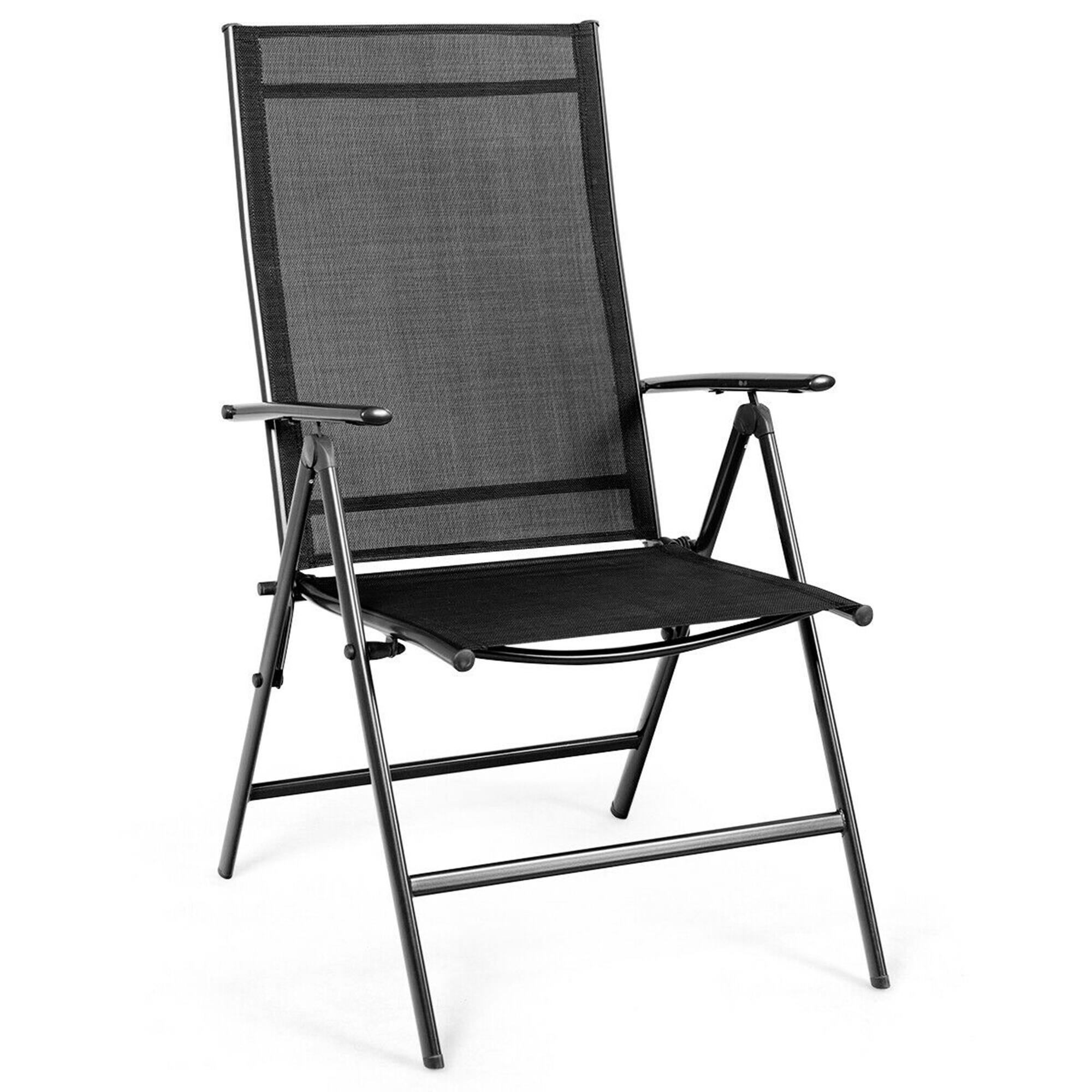 Alt View 4. Gymax - Gymax 4PCS Folding Chair Patio Garden Outdoor w/ Steel Frame Adjustable Backrest - Black.