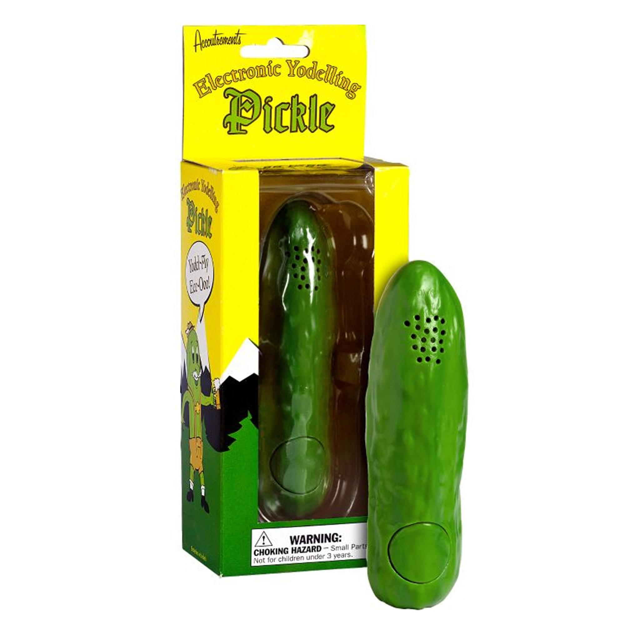 Electronic Yodelling Pickle

WARNING: CHOKING HAZARD - Small Parts. Not for children under 3 years.