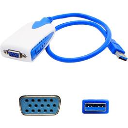AddOn - USB A 3.0 Male to VGA Female Adapter (USB A 2.0 or lower will result in the resolution being capped at - Blue