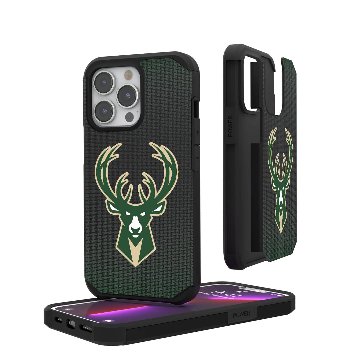 Milwaukee Bucks スマホケース NBAロゴ付き Keyscaper NBA Milwaukee Bucks Linen Logo iPhone Rugged Case 15
