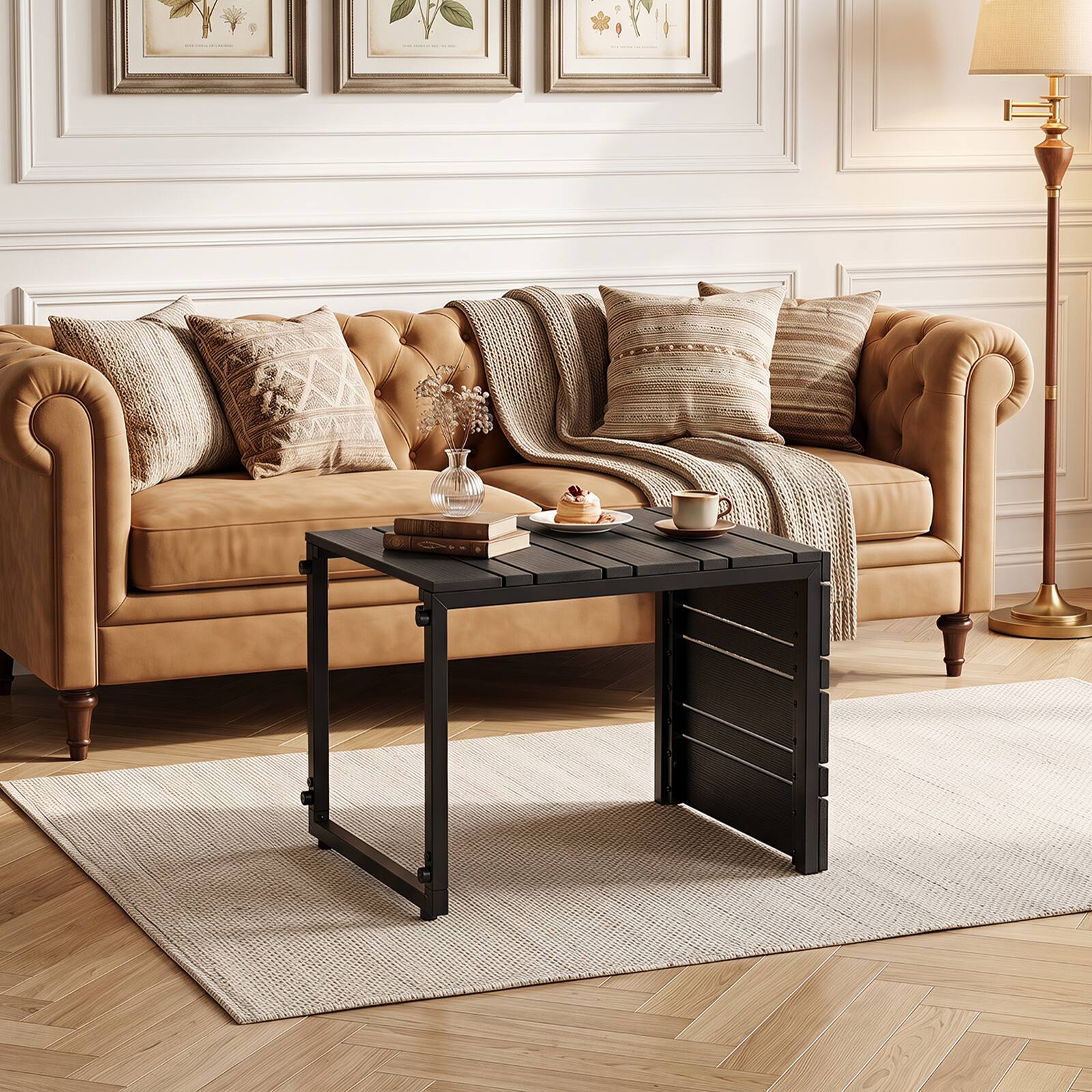 Gymax C Shaped Side Table w/Wood Plastic Tabletop Compact Space Saving ...