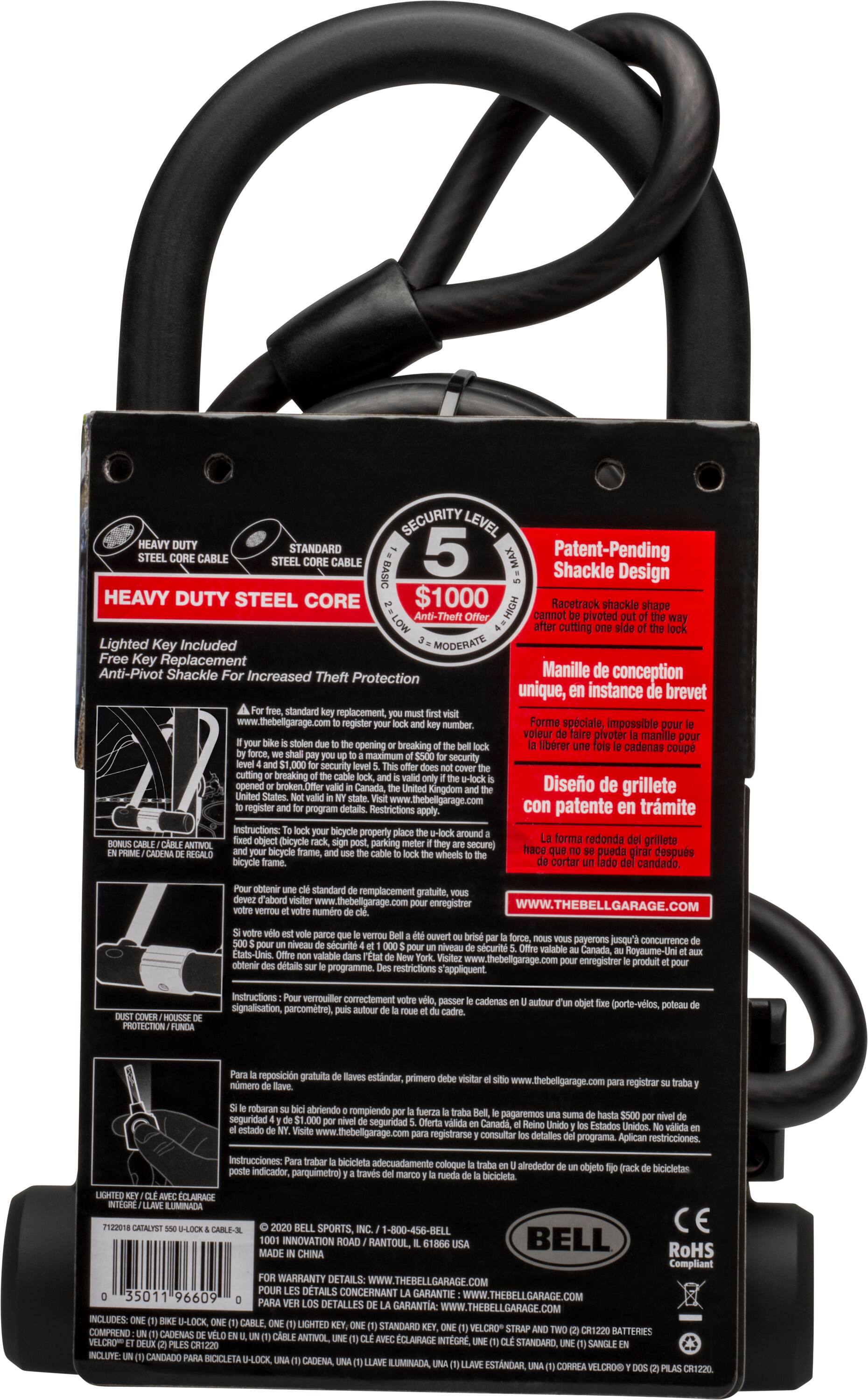 Left. Bell - Catalyst 550 U-Lock for Bike and Scooter - Black.