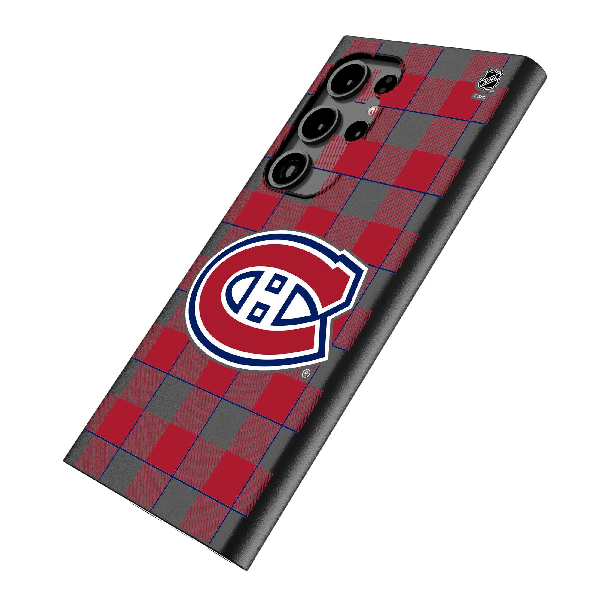 Alt View 1. Keyscaper - Montreal Canadiens Plaid Galaxy Magnetic Bump Case - S25 Ultra - Black.