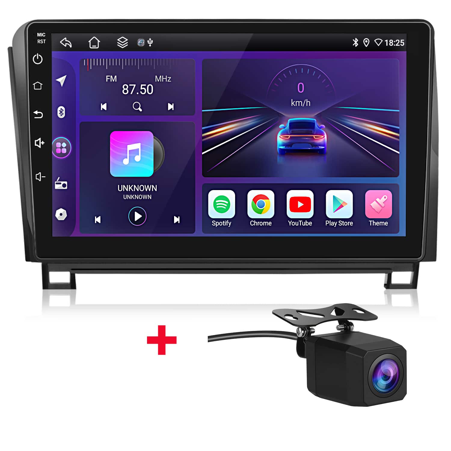 Junsun - Backup Camera 10" 8 Core carplay 6+128GB Android15 Car Stereo Radio GPS Navi WIFI RDS SWC BT For Toyota Tundra 2008-2013 - Black