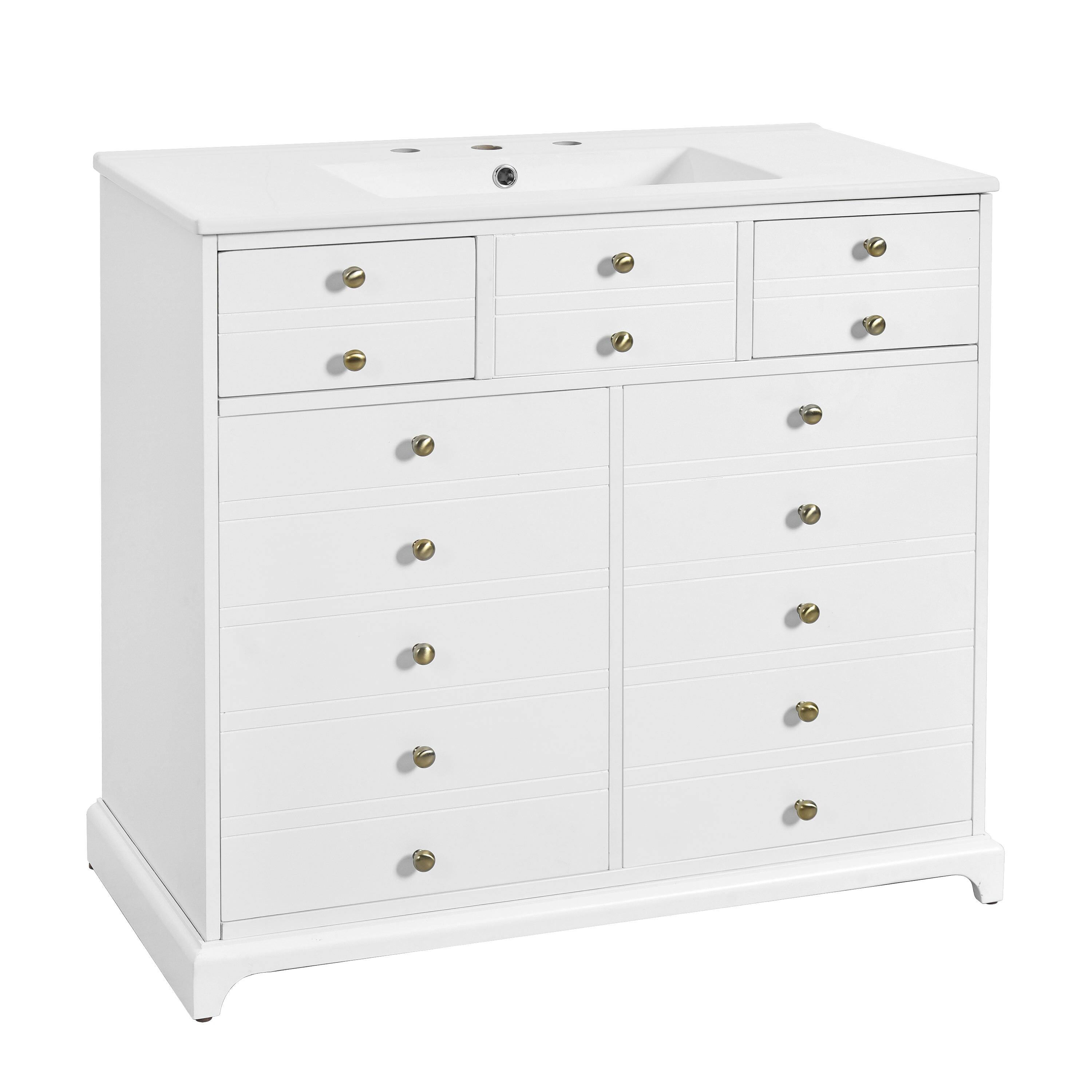 Alt View 10. Boyel Living - 36 Inch Bathroom Vanity With Ceramic Sink And Two DrawersWhite - White.