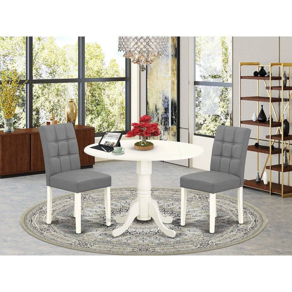 Alt View 8. East West Furniture - 3 Piece Dining Table Set consists A Wooden Table - White.