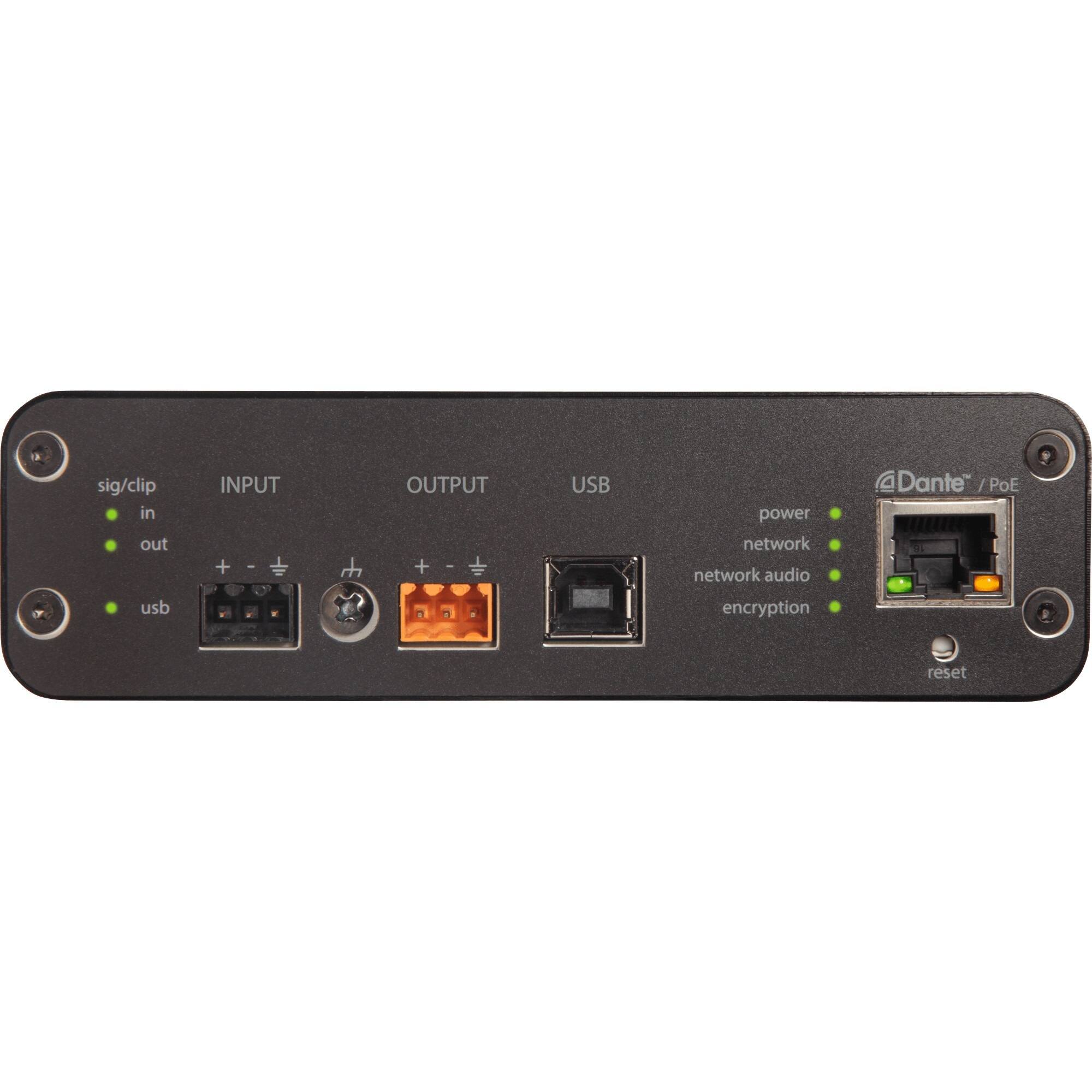 sig/clip  
INPUT  
OUTPUT  
USB  

power  
network  
network audio  
encryption  
reset