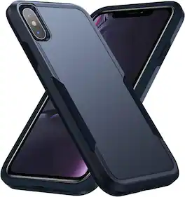 Entronix - iPhone X/XS Case - Soft-Touch Dual-Layer Protective Cover - Navy
