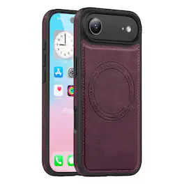 Dteck - Magnetic Case for Apple iPhone Air, Rugged Premium PU Leather Slim Case - Darkpurple