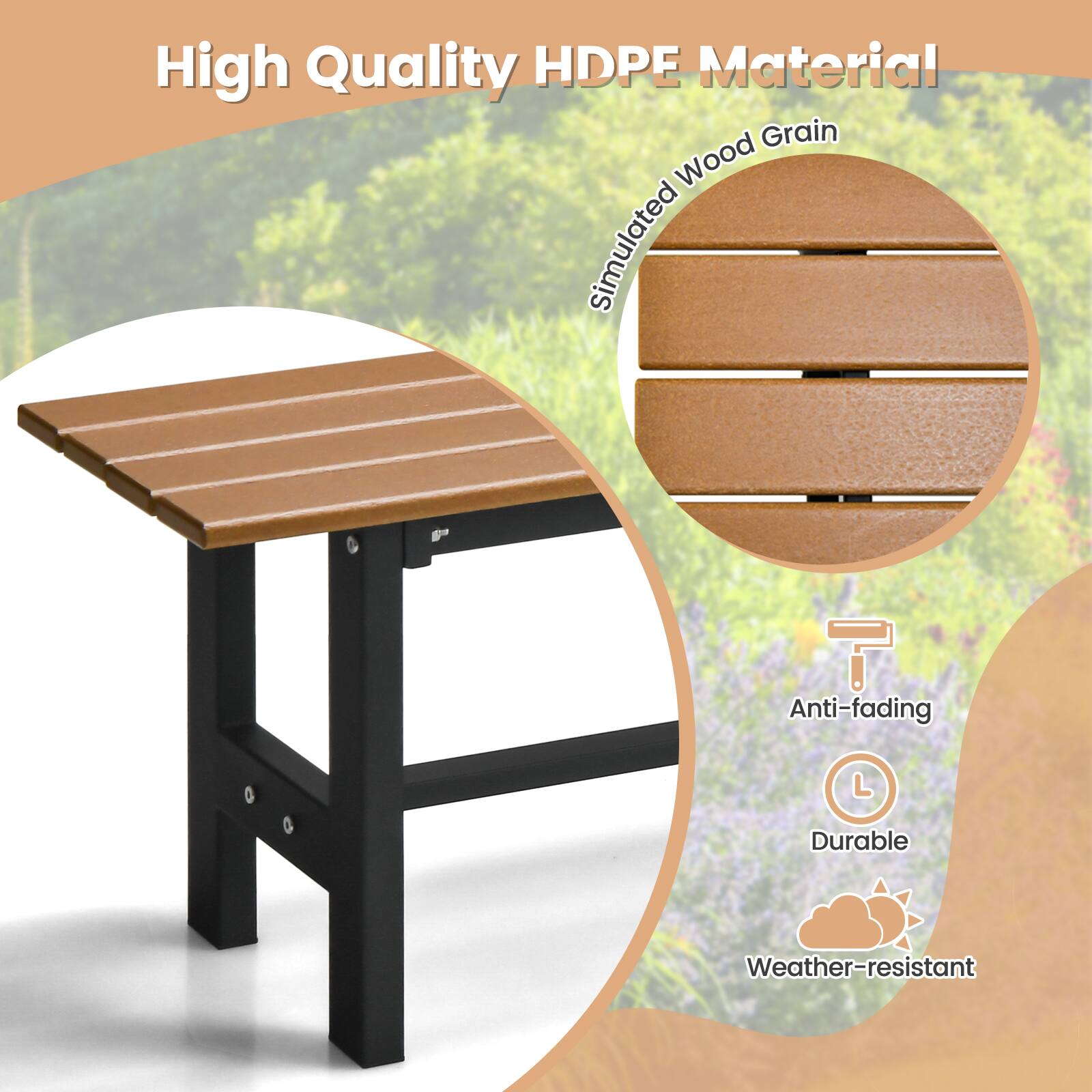 High Quality HDPE Material, Simulated Wood Grain, Anti-fading, Durable, Weather-resistant