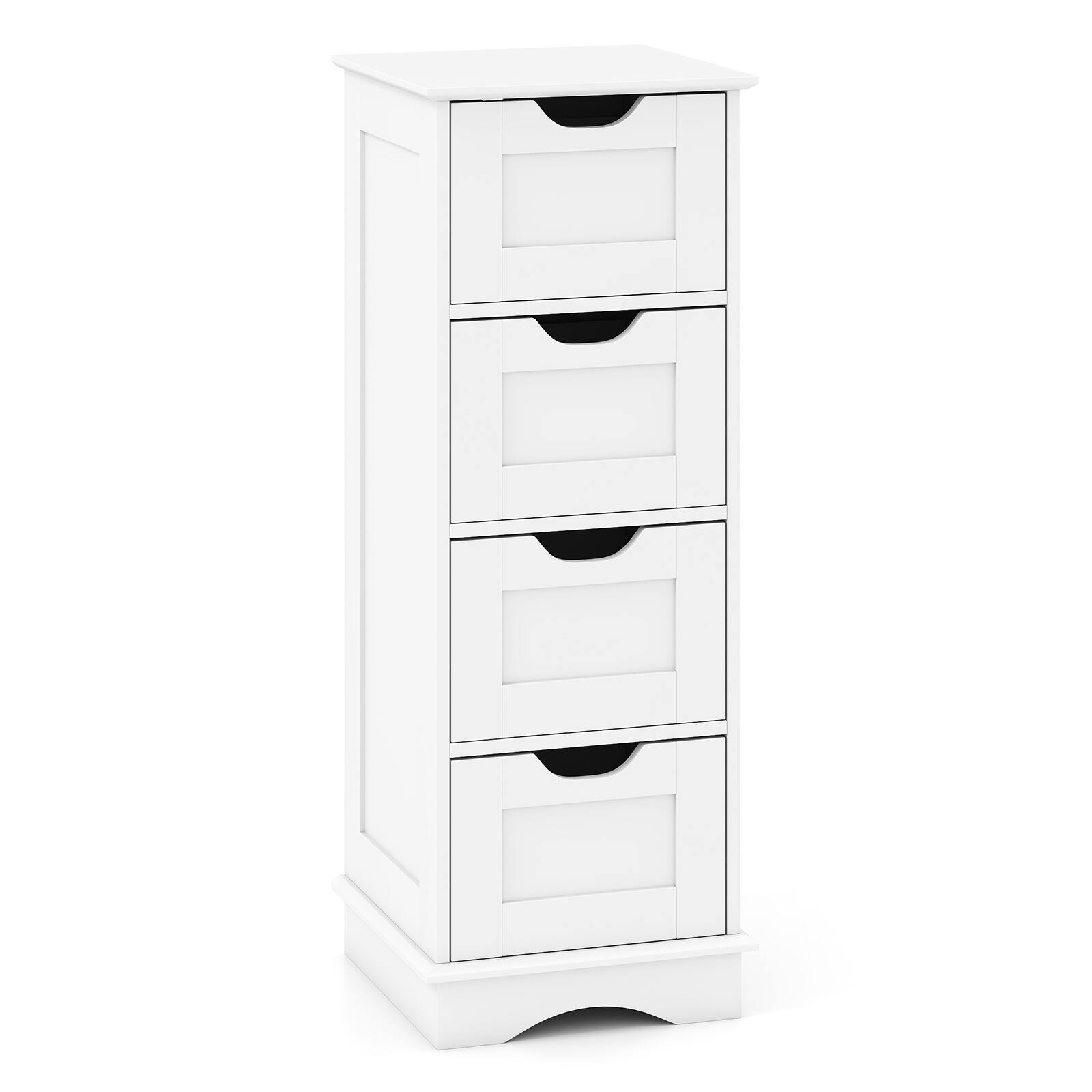 Alt View 9. Gymax - Gymax 4-Drawer Bathroom Cabinet w/Cut-out Handles Anti-toppling Device Narrow Entryway White - White.